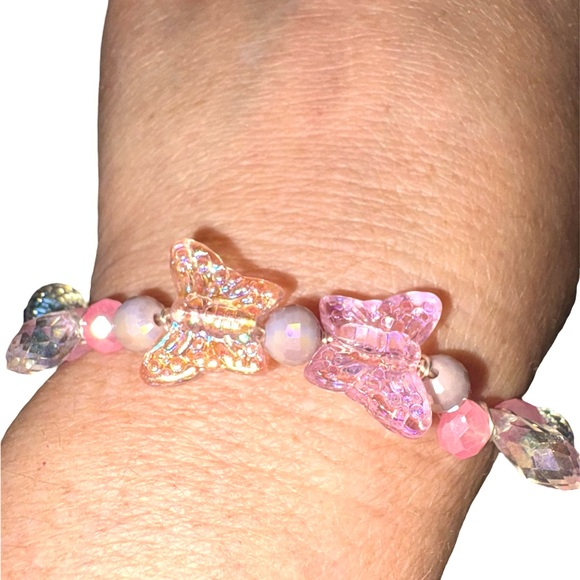 Hand wired bracelet with Czech Glass Butterflies and multiple crystal beads. - Picture 7 of 9